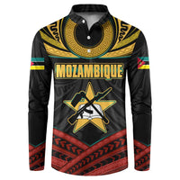 Mozambique Button Sweatshirt with Black Red Tribal Design and National Map Pattern - Wonder Print Shop