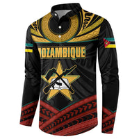Mozambique Button Sweatshirt with Black Red Tribal Design and National Map Pattern - Wonder Print Shop