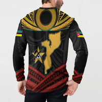 Mozambique Button Sweatshirt with Black Red Tribal Design and National Map Pattern - Wonder Print Shop