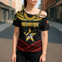 Mozambique Cross Shoulder Shirt with Black Red Tribal Design and National Map Pattern - Wonder Print Shop