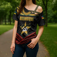 Mozambique Cross Shoulder Shirt with Black Red Tribal Design and National Map Pattern - Wonder Print Shop
