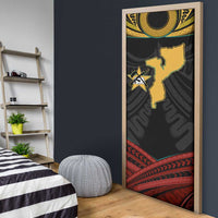 Mozambique Door Cover with Black Red Tribal Design and National Map Pattern - Wonder Print Shop