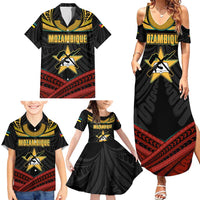 Mozambique Family Matching Summer Maxi Dress and Hawaiian Shirt with Black Red Tribal Design and National Map Pattern - Wonder Print Shop
