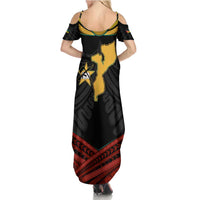 Mozambique Family Matching Summer Maxi Dress and Hawaiian Shirt with Black Red Tribal Design and National Map Pattern - Wonder Print Shop