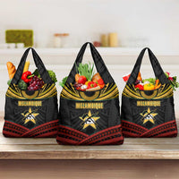Mozambique Grocery Bag with Black Red Tribal Design and National Map Pattern - Wonder Print Shop