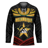 Mozambique Hockey Jersey with Black Red Tribal Design and National Map Pattern - Wonder Print Shop