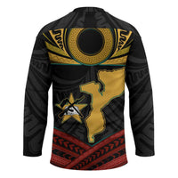 Mozambique Hockey Jersey with Black Red Tribal Design and National Map Pattern - Wonder Print Shop