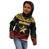 Mozambique Kid Hoodie with Black Red Tribal Design and National Map Pattern - Wonder Print Shop