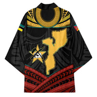 Mozambique Kimono with Black Red Tribal Design and National Map Pattern - Wonder Print Shop