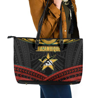 Mozambique Leather Tote Bag with Black Red Tribal Design and National Map Pattern - Wonder Print Shop