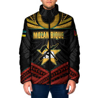 Mozambique Padded Jacket with Black Red Tribal Design and National Map Pattern - Wonder Print Shop