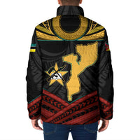 Mozambique Padded Jacket with Black Red Tribal Design and National Map Pattern - Wonder Print Shop