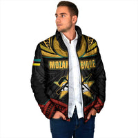 Mozambique Padded Jacket with Black Red Tribal Design and National Map Pattern - Wonder Print Shop