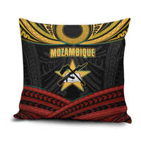 Mozambique Pillow Cover with Black Red Tribal Design and National Map Pattern - Wonder Print Shop
