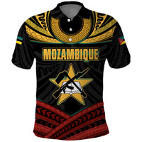 Mozambique Polo Shirt with Black Red Tribal Design and National Map Pattern - Wonder Print Shop