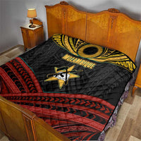Mozambique Quilt with Black Red Tribal Design and National Map Pattern - Wonder Print Shop