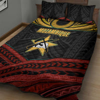 Mozambique Quilt Bed Set with Black Red Tribal Design and National Map Pattern - Wonder Print Shop