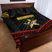 Mozambique Quilt Bed Set with Black Red Tribal Design and National Map Pattern - Wonder Print Shop