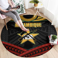 Mozambique Round Carpet with Black Red Tribal Design and National Map Pattern - Wonder Print Shop