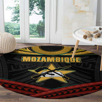 Mozambique Round Carpet with Black Red Tribal Design and National Map Pattern - Wonder Print Shop
