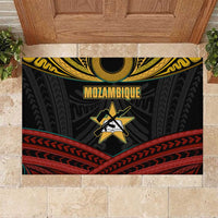 Mozambique Rubber Doormat with Black Red Tribal Design and National Map Pattern - Wonder Print Shop