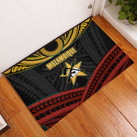 Mozambique Rubber Doormat with Black Red Tribal Design and National Map Pattern - Wonder Print Shop