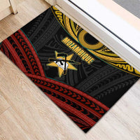 Mozambique Rubber Doormat with Black Red Tribal Design and National Map Pattern - Wonder Print Shop