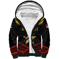 Mozambique Sherpa Hoodie with Black Red Tribal Design and National Map Pattern - Wonder Print Shop