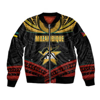 Mozambique Sleeve Zip Bomber Jacket with Black Red Tribal Design and National Map Pattern - Wonder Print Shop