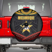 Mozambique Spare Tire Cover with Black Red Tribal Design and National Map Pattern - Wonder Print Shop