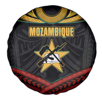 Mozambique Spare Tire Cover with Black Red Tribal Design and National Map Pattern - Wonder Print Shop
