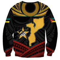 Mozambique Sweatshirt with Black Red Tribal Design and National Map Pattern - Wonder Print Shop