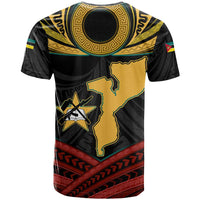 Mozambique T Shirt with Black Red Tribal Design and National Map Pattern - Wonder Print Shop