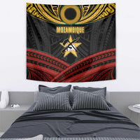 Mozambique Tapestry with Black Red Tribal Design and National Map Pattern - Wonder Print Shop