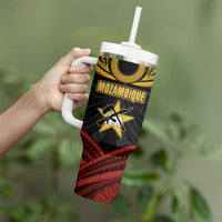 Mozambique Tumbler With Handle with Black Red Tribal Design and National Map Pattern - Wonder Print Shop