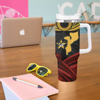 Mozambique Tumbler With Handle with Black Red Tribal Design and National Map Pattern - Wonder Print Shop