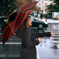 Mozambique Umbrella with Black Red Tribal Design and National Map Pattern - Wonder Print Shop