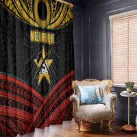 Mozambique Window Curtain with Black Red Tribal Design and National Map Pattern - Wonder Print Shop