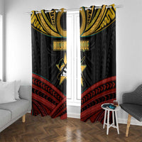 Mozambique Window Curtain with Black Red Tribal Design and National Map Pattern - Wonder Print Shop