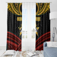 Mozambique Window Curtain with Black Red Tribal Design and National Map Pattern - Wonder Print Shop