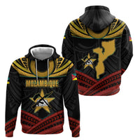 Mozambique Zip Hoodie with Black Red Tribal Design and National Map Pattern - Wonder Print Shop