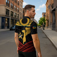 Mozambique Zipper Polo Shirt with Black Red Tribal Design and National Map Pattern - Wonder Print Shop