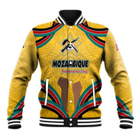 Mozambique Baseball Jacket with Yellow Red Green Swirl Design and Independence Day - Wonder Print Shop