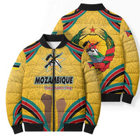 Mozambique Bomber Puffer Jacket with Yellow Red Green Swirl Design and Independence Day - Wonder Print Shop