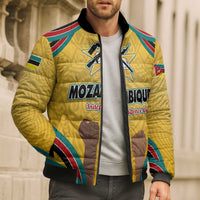 Mozambique Bomber Puffer Jacket with Yellow Red Green Swirl Design and Independence Day - Wonder Print Shop
