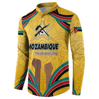 Mozambique Button Sweatshirt with Yellow Red Green Swirl Design and Independence Day - Wonder Print Shop