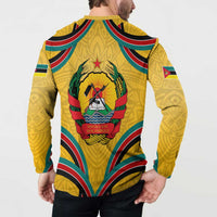 Mozambique Button Sweatshirt with Yellow Red Green Swirl Design and Independence Day - Wonder Print Shop