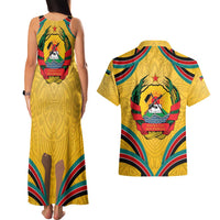 Mozambique Couples Matching Tank Maxi Dress and Hawaiian Shirt with Yellow Red Green Swirl Design and Independence Day - Wonder Print Shop