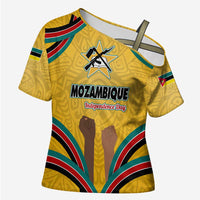 Mozambique Cross Shoulder Shirt with Yellow Red Green Swirl Design and Independence Day - Wonder Print Shop
