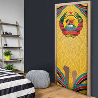 Mozambique Door Cover with Yellow Red Green Swirl Design and Independence Day - Wonder Print Shop